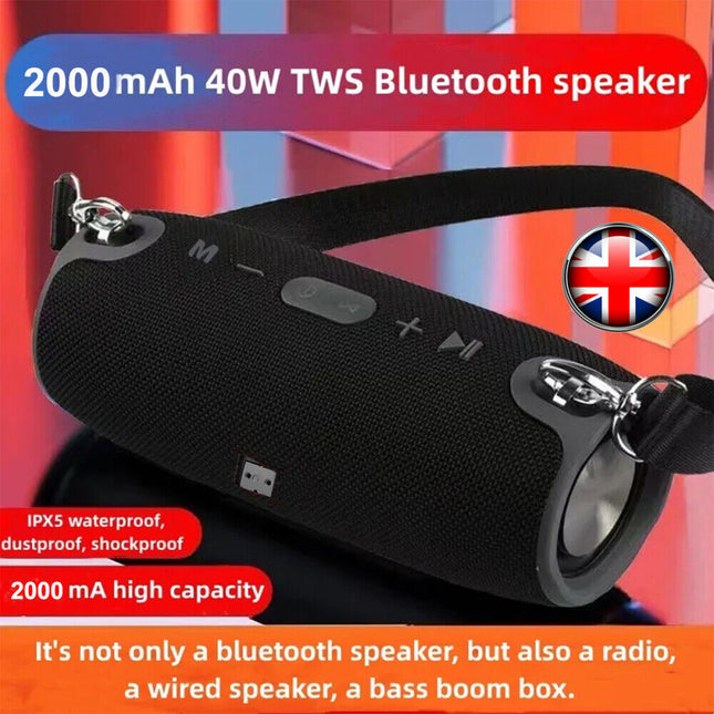 40W Portable Wireless Bluetooth Speaker Waterproof Stereo Bass Loud USB FM