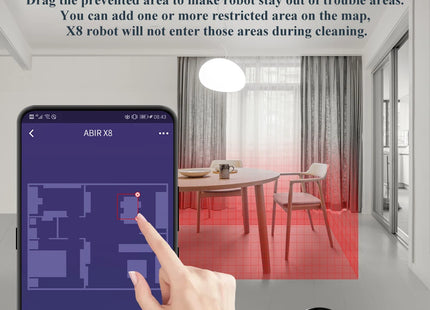 ABIR X8 Robot Vacuum Cleaner ,Laser System, Multiple Floors Maps, Zone Cleaning,Restricted Area Setting for Home Carpet Cleaning